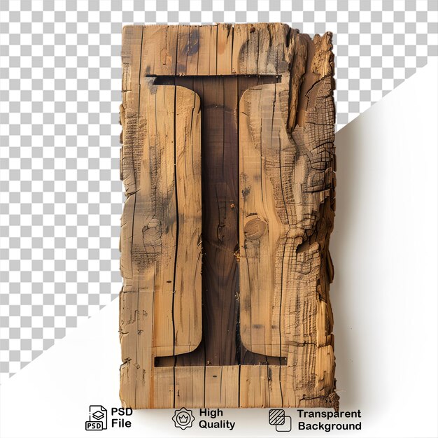 3d wooden letter i alphabet png isolated on transparent background