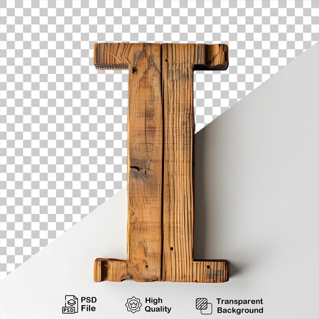 PSD lettera in legno 3d i alfabeto png isolato su sfondo trasparente