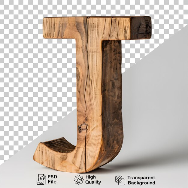 PSD 3d lettera in legno j alfabeto png isolato su sfondo trasparente