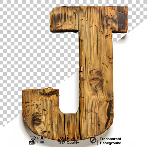 3d lettera in legno j alfabeto png isolato su sfondo trasparente