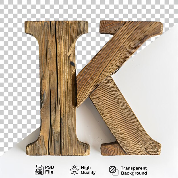 PSD 透明な背景に描かれた 3d 木製の文字 k アルファベット png