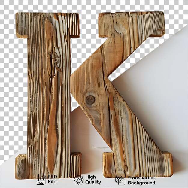 Lettera in legno 3d k alfabeto png isolato su sfondo trasparente