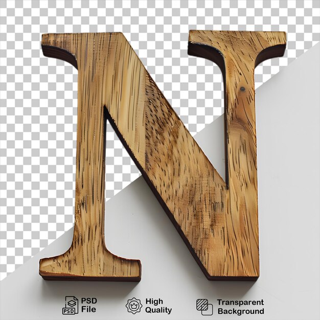3d wooden letter n alphabet png isolated on transparent background
