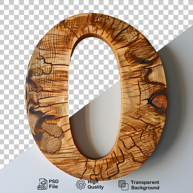 PSD 3d wooden letter o alphabet png isolated on transparent background