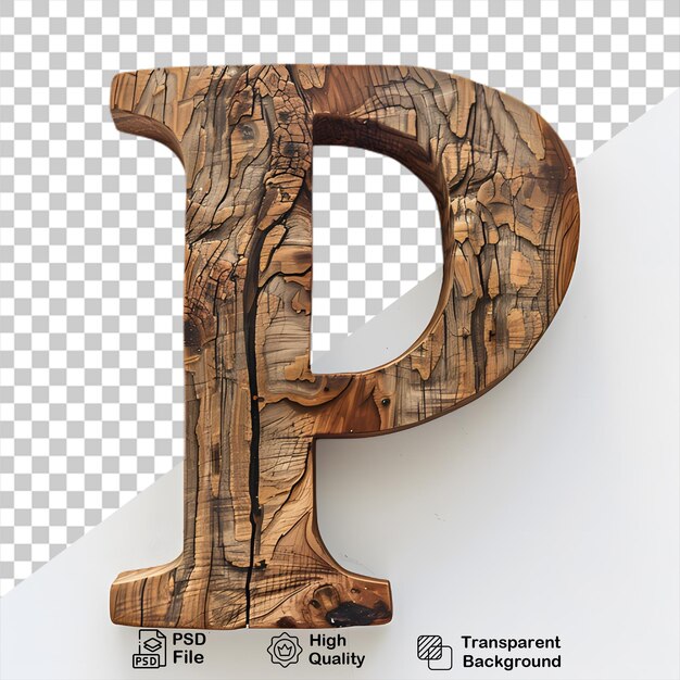 PSD 3d lettera in legno p alfabeto png isolato su sfondo trasparente