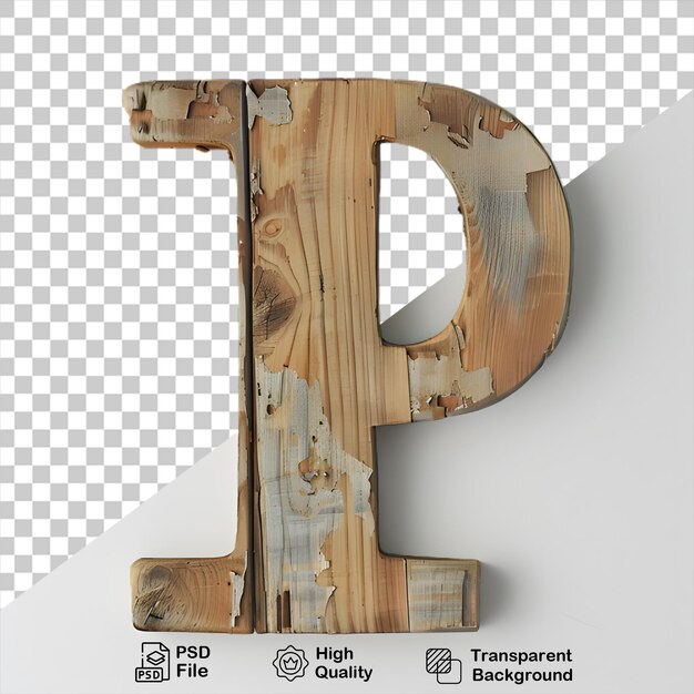 PSD 3d lettera in legno p alfabeto png isolato su sfondo trasparente
