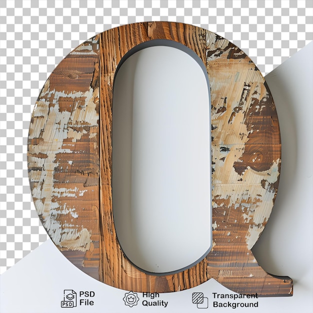 PSD 3d wooden letter q alphabet png isolated on transparent background