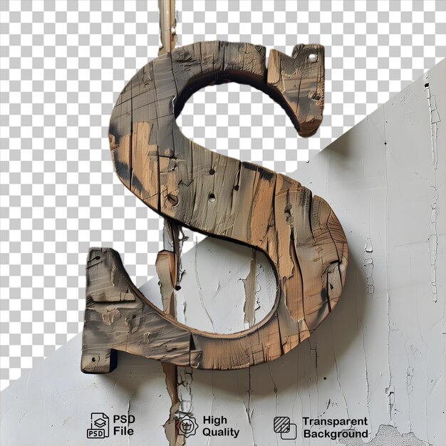 PSD 3d lettera in legno s alfabeto png isolato su sfondo trasparente