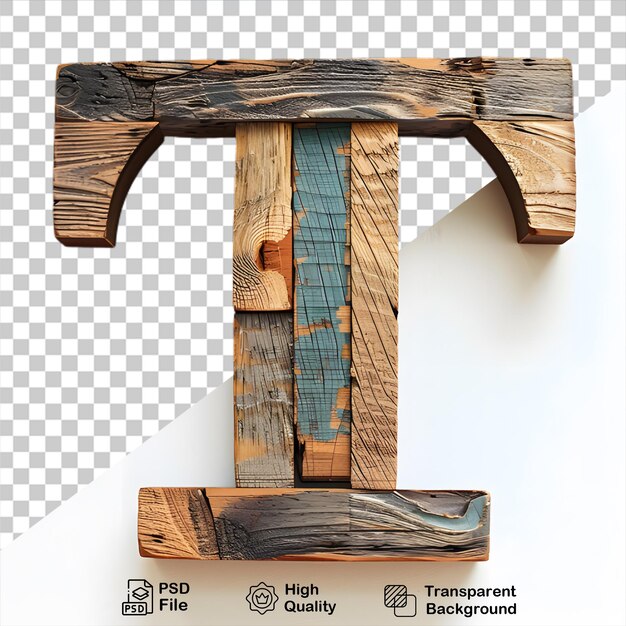 PSD 3d lettera in legno t alfabeto png isolato su sfondo trasparente