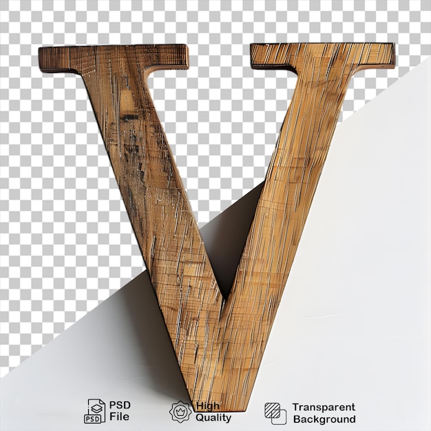 3d lettera in legno v alfabeto png isolato su sfondo trasparente