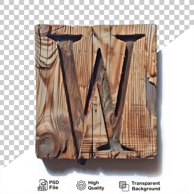 PSD lettera in legno 3d w alfabeto png isolato su sfondo trasparente