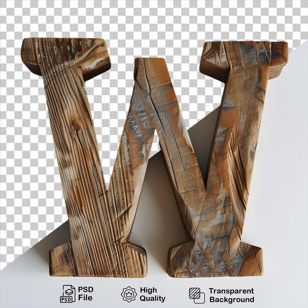 PSD lettera in legno 3d w alfabeto png isolato su sfondo trasparente