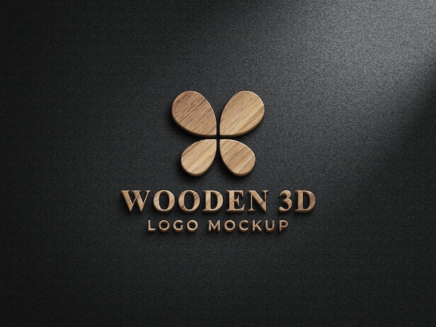 3d wooden logo mockup design