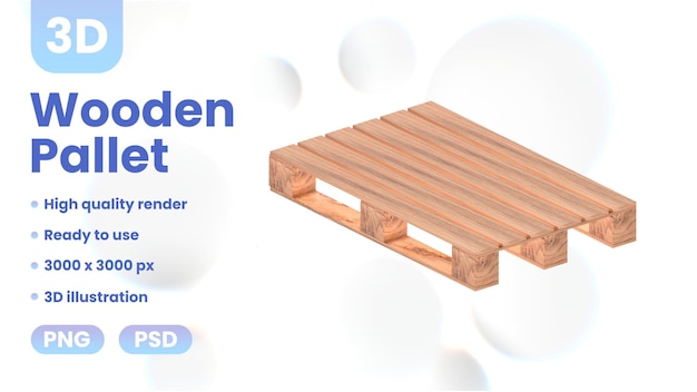 PSD 3d wooden pallet