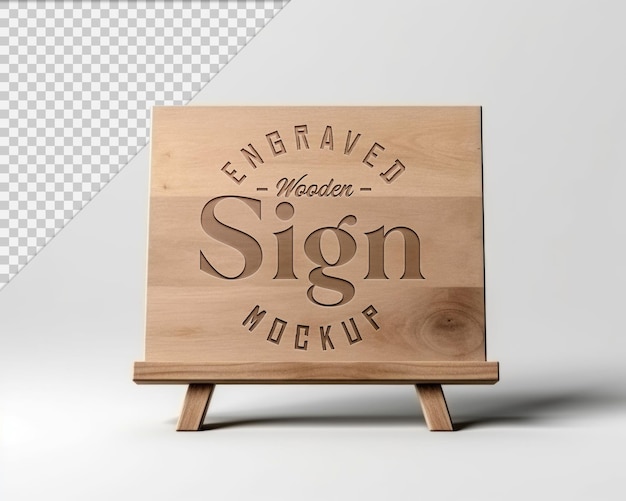 PSD 3d wooden sign mockup with isolated trasnparent backgound