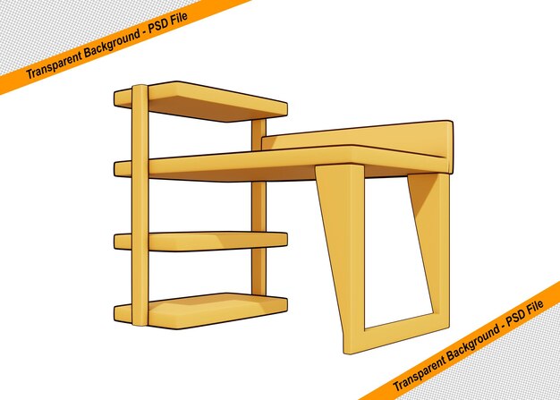 3d wooden table icon isolated object