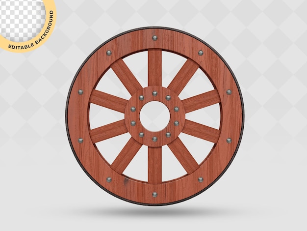 PSD 3d wooden wheel for composition psd render