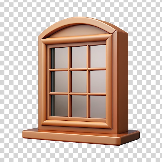 PSD 3d 木製の窓 透明な背景に隔離された超現実的な