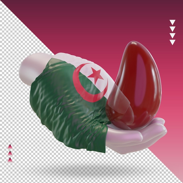 3d world blood donor day algeria flag rendering left view