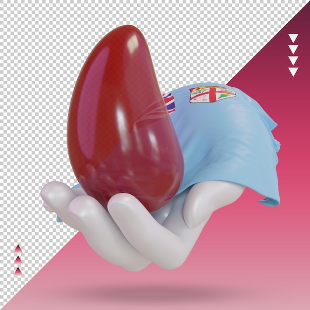 Giornata mondiale del donatore di sangue 3d vista frontale del rendering della bandiera delle figi