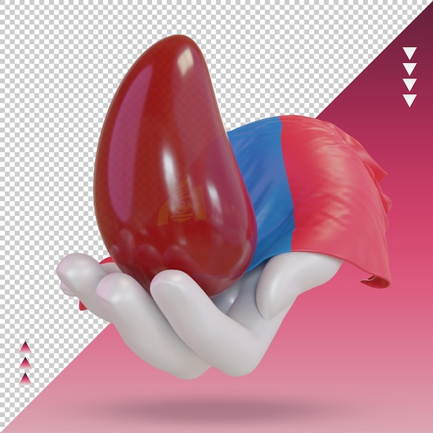 3d world blood donor day mongolia flag rendering front view