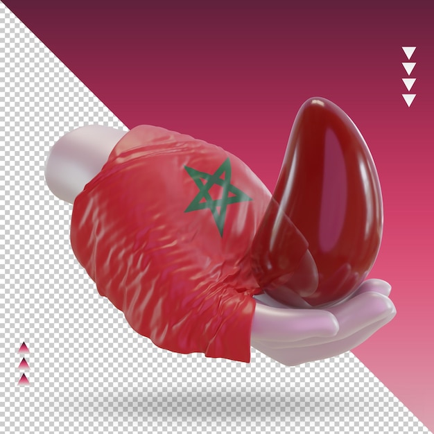 3d giornata mondiale del donatore di sangue marocco bandiera rendering vista a sinistra