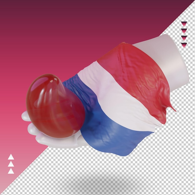 PSD 3d всемирный день донора крови рендеринг флага нидерландов вид справа