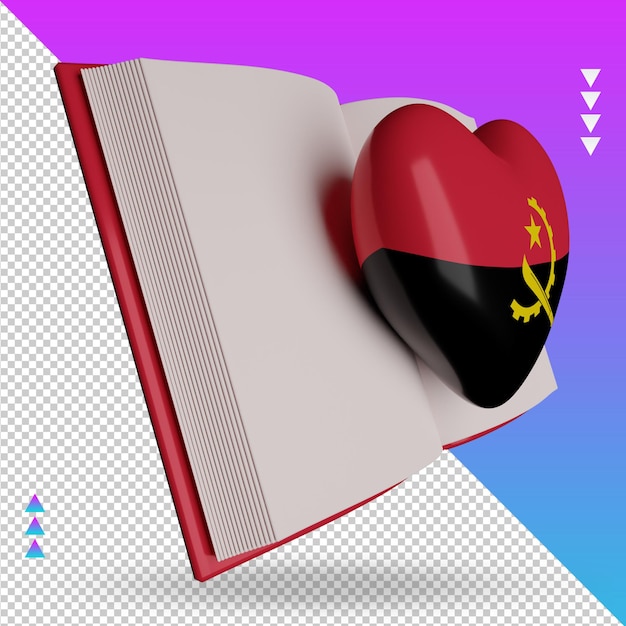 PSD 3d world book day angola flag rendering left view