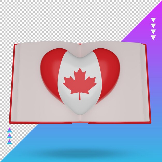 3d giornata mondiale del libro canada bandiera rendering vista frontale