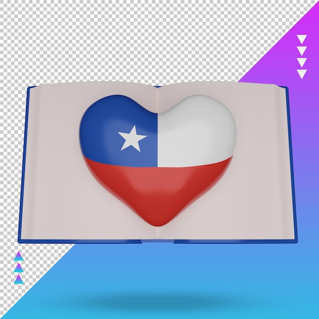 PSD 3d 세계 책의 날 칠레 국기 렌더링 전면보기