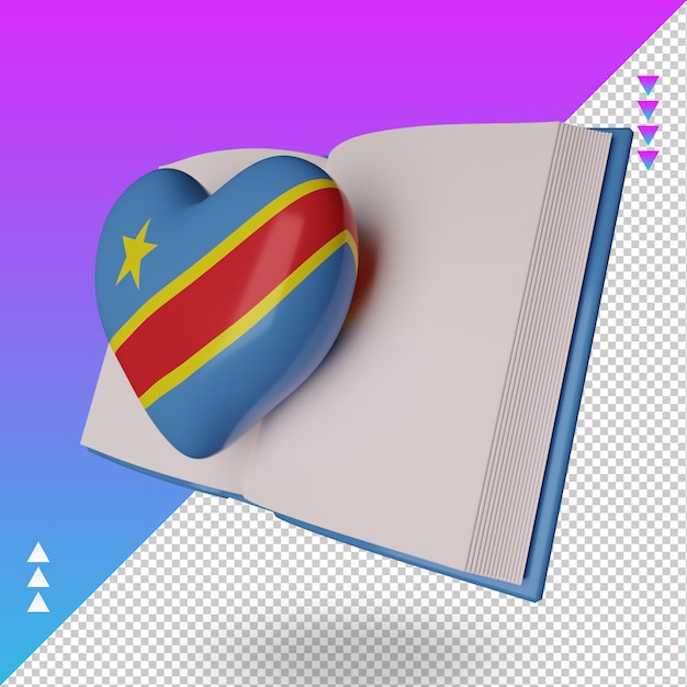 3d world book day democratic congo flag rendering right view