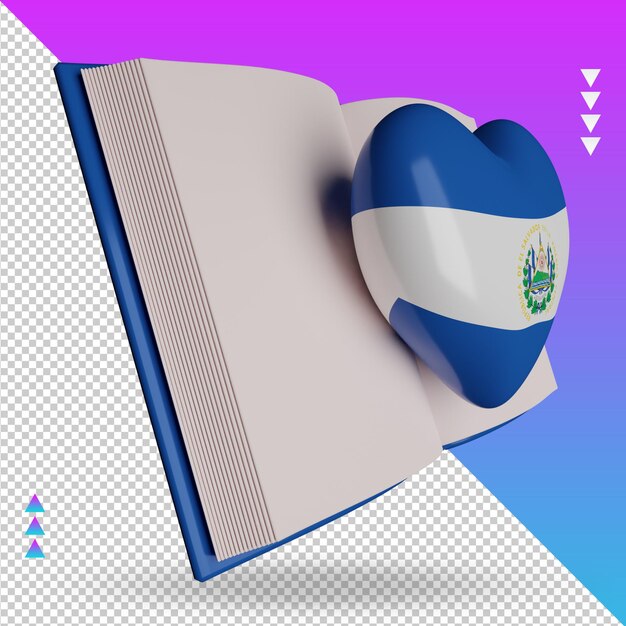 PSD 3d world book day el salvador flag rendering left view