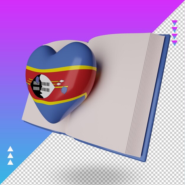 3d world book day eswatini flag rendering right view