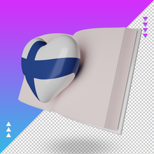 3d world book day finland flag rendering right view