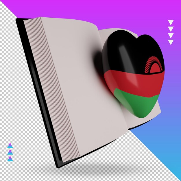 3d world book day malawi flag rendering left view