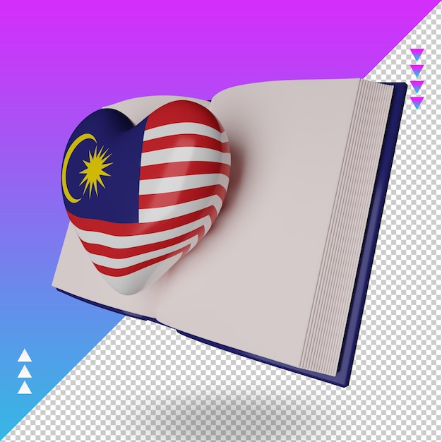 3d world book day Malaysia flag rendering right view