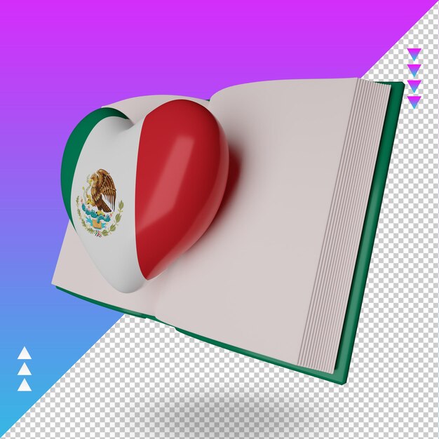 3d world book day mexico flag rendering right view