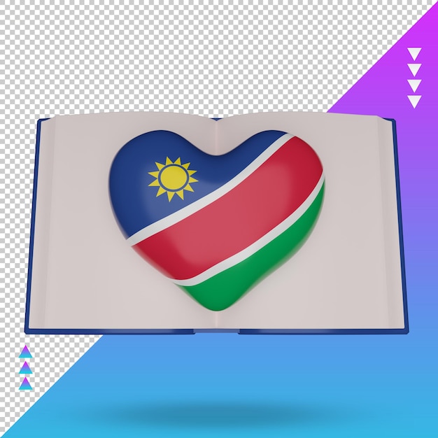 PSD 3d giornata mondiale del libro namibia bandiera rendering vista frontale