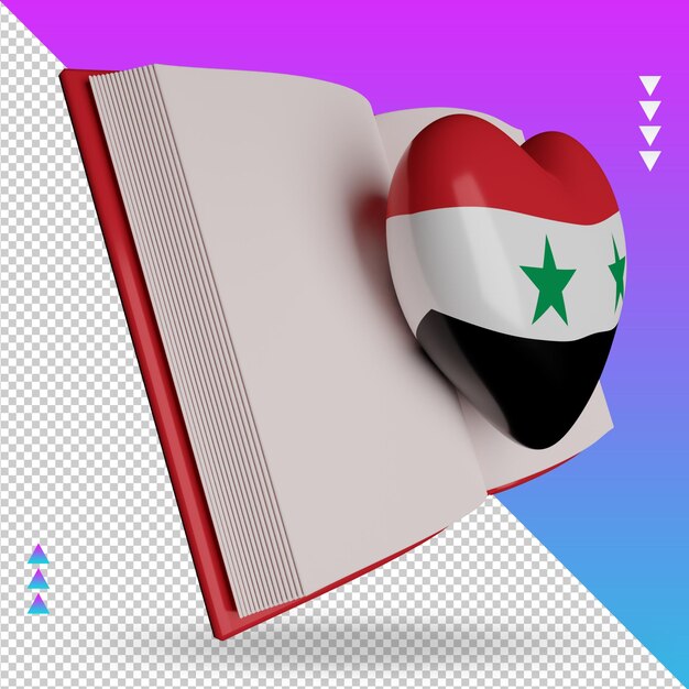 PSD 3d世界の本の日シリアの旗のレンダリング左側のビュー