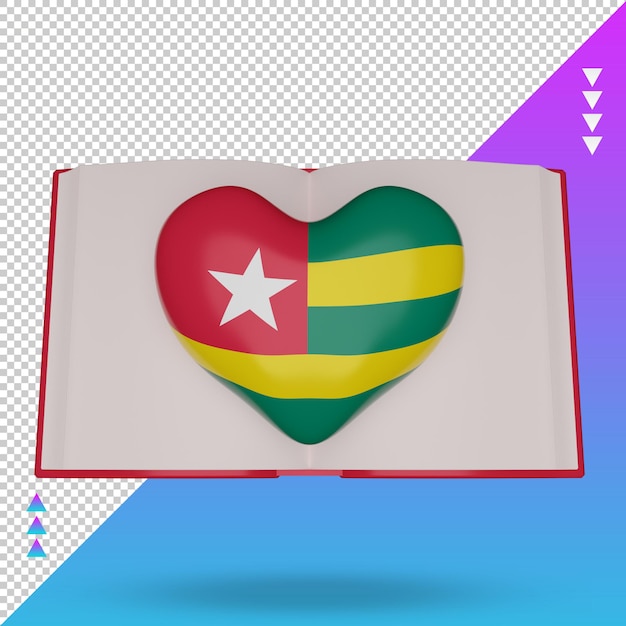 PSD 3d world book day togo flag rendering front view