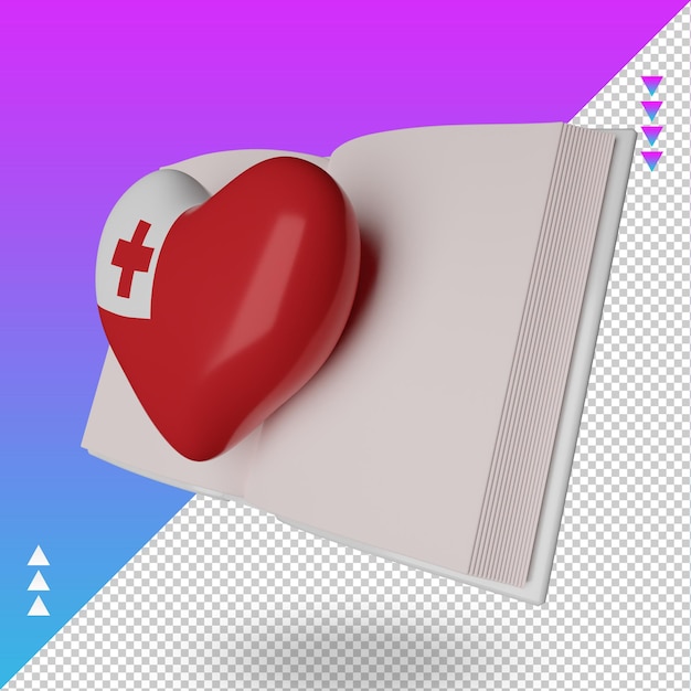 PSD 3d world book day tonga flag rendering right view