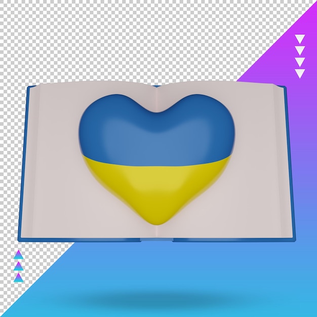 PSD 3d giornata mondiale del libro ucraina bandiera rendering vista frontale