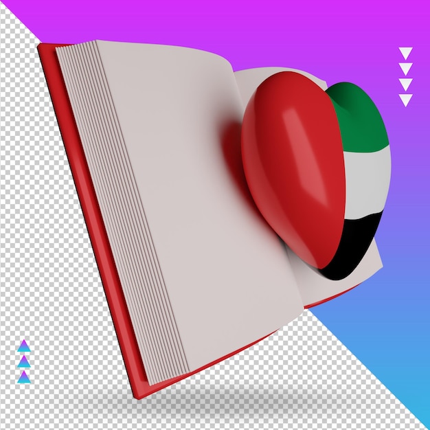 3d 세계 책의 날 아랍 에미리트 국기 렌더링 왼쪽 보기