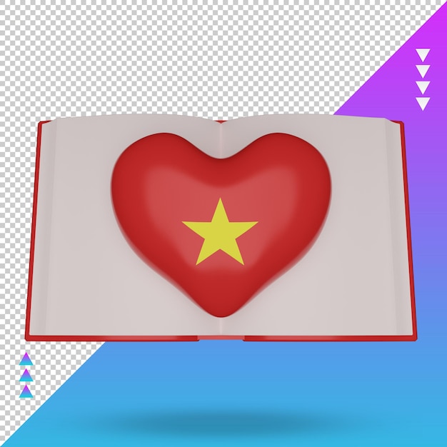 PSD 3d world book day vietnam flag rendering front view