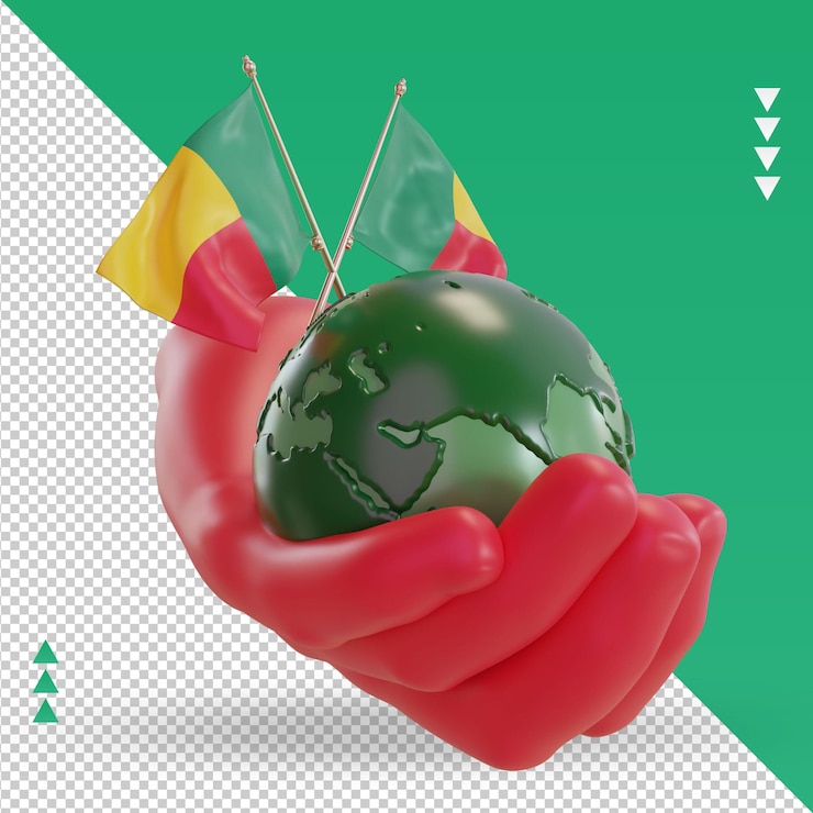 PSD 3d world environment day benin flag rendering left view