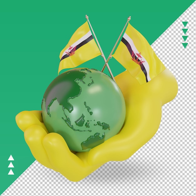 3d world environment day brunei darussalam flag rendering right view