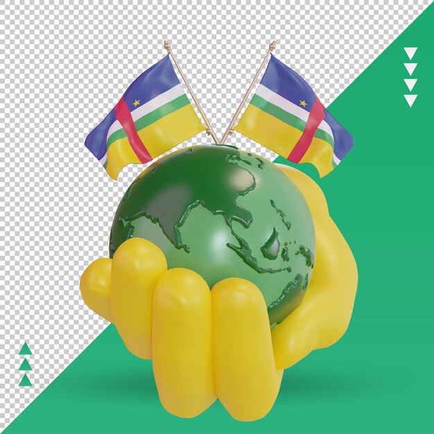 PSD 3d 세계 환경의 날 중앙 아프리카 공화국 국기 렌더링 전면보기