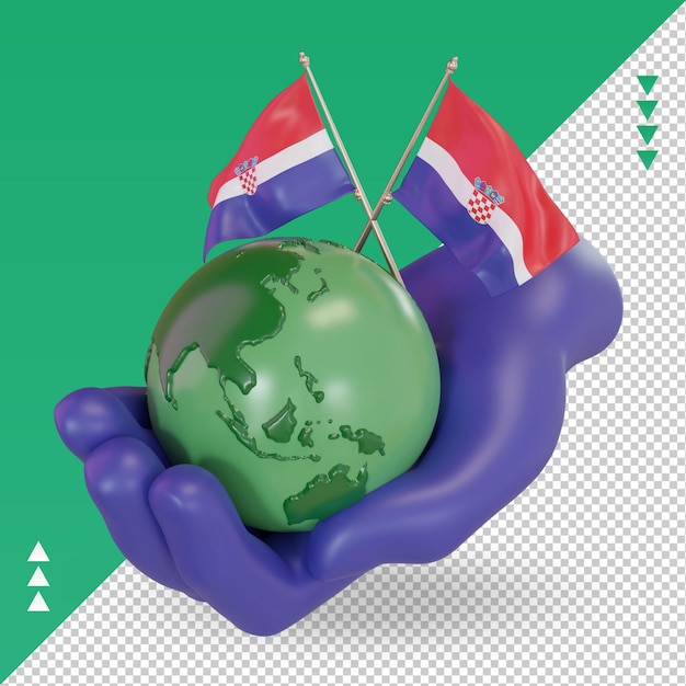 3d world environment day croatia flag rendering right view