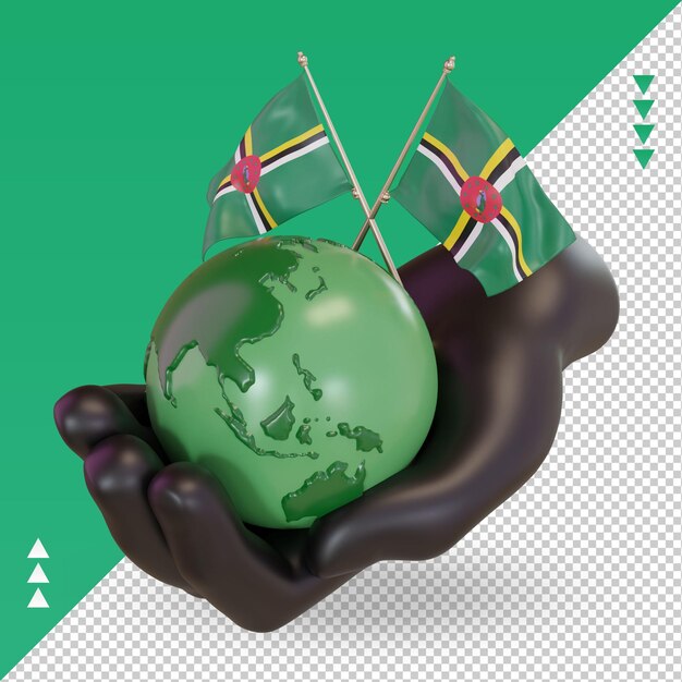 PSD 3d world environment day dominica flag rendering right view