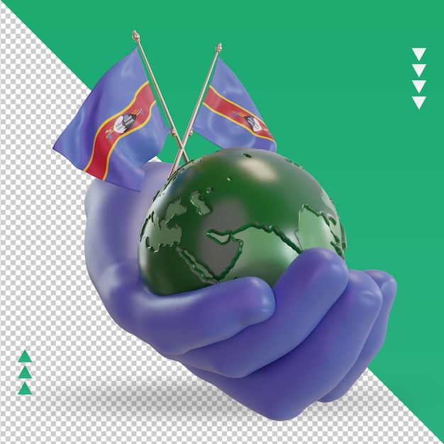 PSD 3d world environment day eswatini flag rendering left view